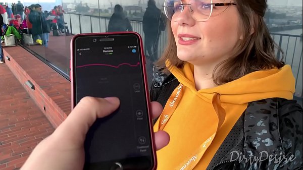 I control her pussy in public with a lovense lush - she moans andis embarassed