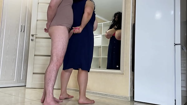 Bbw gave her stepson to touch her tits and gave her ass for anal sex 