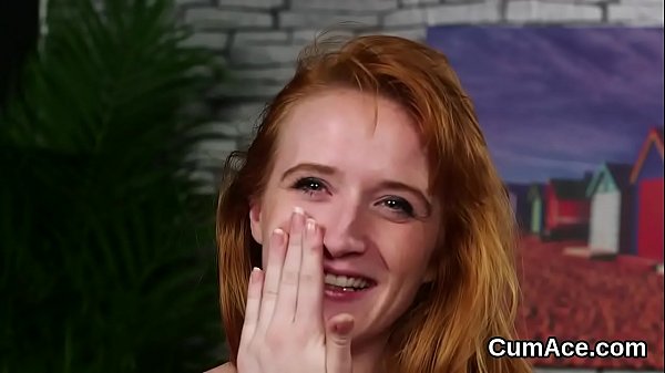 Sexy centerfold gets jizz shot on her face_gulping_all the_jizm