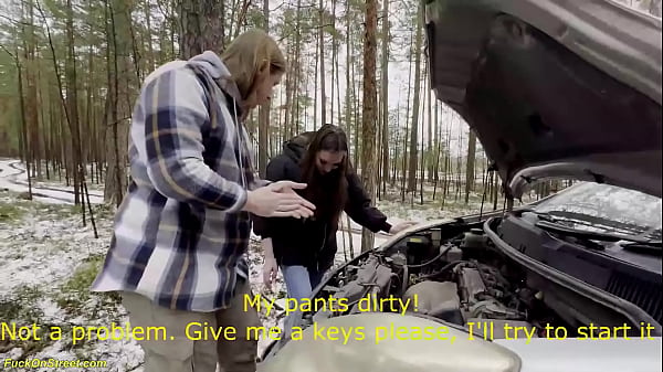Play MP4 - roadside assistance rewarded with wild car fucking