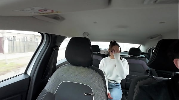 Horny college babe takes a risky ride and gets rewarded 