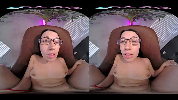 Adorable brunette_in glasses gets off with_her toys in VR